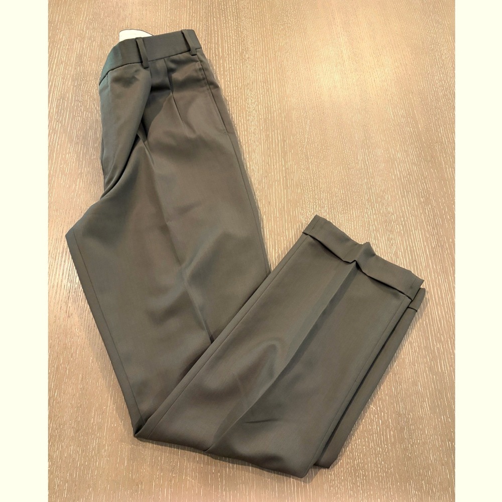 Brooks Brothers 346 Men 36x32 Brown Olive Wool Dress Pants Pleated Cuffed